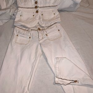 Marciano denim pants with gold zipper on bottom